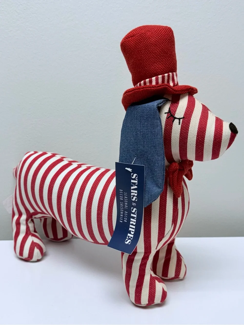 Stars & Stripes Patriotic Themed Dachshund Plush Accent Pillow, New!